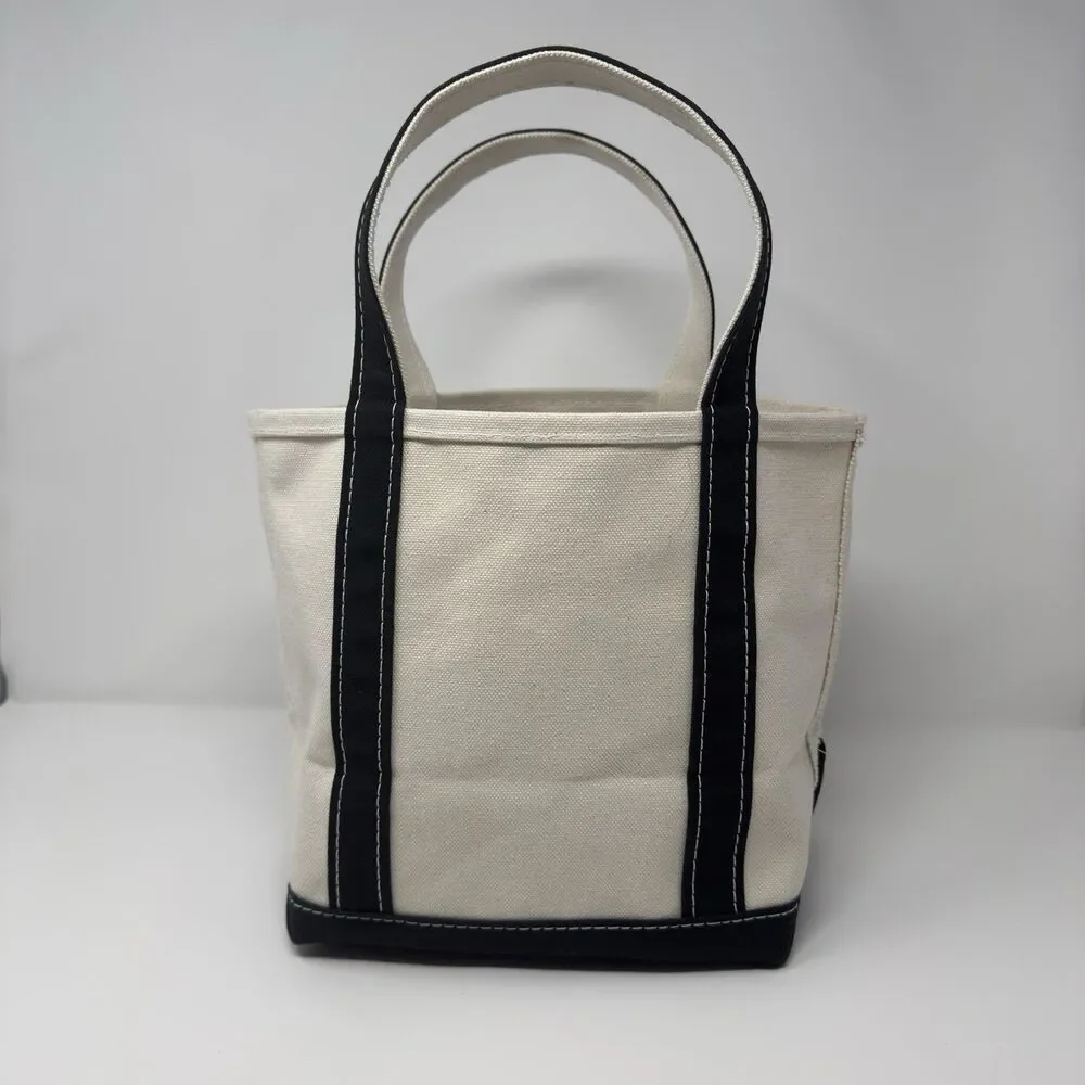 LL Bean Bag Boat and Tote Canvas Made in USA Navy Blue Maine Embroidered Megan